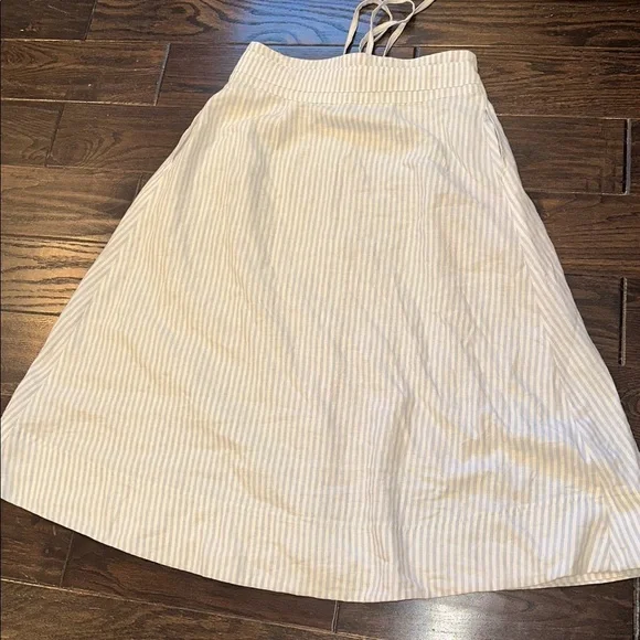 a new day blue Striped A-Line Skirt linen blend size medium - Picture 6 of 6